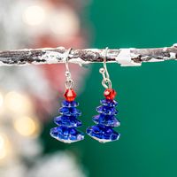 1 Pair Cute Christmas Tree Glass Drop Earrings sku image 4