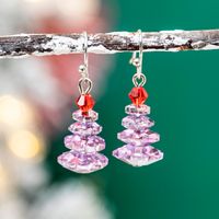 1 Pair Cute Christmas Tree Glass Drop Earrings sku image 3