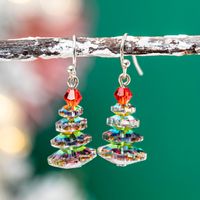 1 Pair Cute Christmas Tree Glass Drop Earrings main image 3