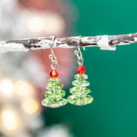 1 Pair Cute Christmas Tree Glass Drop Earrings main image 4