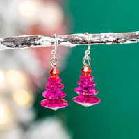 1 Pair Cute Christmas Tree Glass Drop Earrings sku image 6