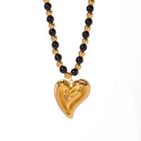 Wholesale Classic Style Commute Heart Shape Stainless Steel Beaded Plating 18k Gold Plated Pendant Necklace main image 2