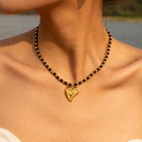 Wholesale Classic Style Commute Heart Shape Stainless Steel Beaded Plating 18k Gold Plated Pendant Necklace main image 1