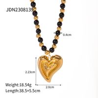 Wholesale Classic Style Commute Heart Shape Stainless Steel Beaded Plating 18k Gold Plated Pendant Necklace sku image 1