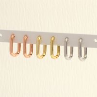 1 Pair Simple Style U Shape Round Plating Copper 18k Gold Plated Hoop Earrings main image 9