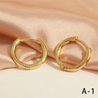 1 Paire Style Simple Forme En U Rond Placage Le Cuivre Plaqué Or 18k Boucles D'oreilles Cerceau sku image 1