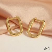 1 Paar Einfacher Stil U-form Runden Überzug Kupfer 18 Karat Vergoldet Reif Ohrringe main image 6