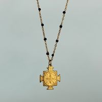 304 Stainless Steel 18K Gold Plated Casual Cute Plating Cross Conch Pendant Necklace main image 3