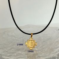 304 Stainless Steel 18K Gold Plated Casual Cute Plating Cross Conch Pendant Necklace sku image 1