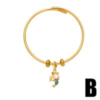 Simple Style Mermaid Copper Plating Inlay Zircon 18k Gold Plated Bangle main image 4