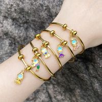 Simple Style Mermaid Copper Plating Inlay Zircon 18k Gold Plated Bangle main image 5