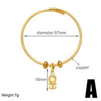 Simple Style Mermaid Copper Plating Inlay Zircon 18k Gold Plated Bangle sku image 1