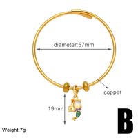 Simple Style Mermaid Copper Plating Inlay Zircon 18k Gold Plated Bangle sku image 2