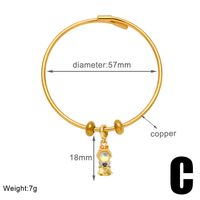 Simple Style Mermaid Copper Plating Inlay Zircon 18k Gold Plated Bangle sku image 3