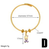 Simple Style Mermaid Copper Plating Inlay Zircon 18k Gold Plated Bangle sku image 4