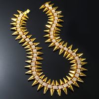Hip-hop Geometric Alloy Rivet Inlay Zircon Men's Bracelets Necklace sku image 3