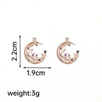 1 Pair Casual Elegant Star Moon Inlay Copper Artificial Crystal Rose Gold Plated Ear Studs sku image 1
