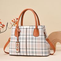 Women's All Seasons Pu Leather Plaid Elegant Vintage Style Classic Style Sewing Thread Metal Button Square Zipper Handbag main image 6