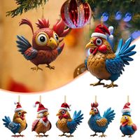 Christmas Creative Animal Chicken Rooster Series Pendant Christmas Tree Pendant Acrylic Hang Decorations main image 5