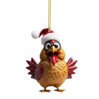 Christmas Creative Animal Chicken Rooster Series Pendant Christmas Tree Pendant Acrylic Hang Decorations sku image 1