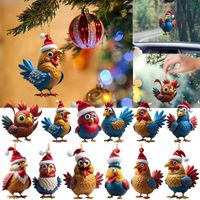 Christmas Creative Animal Chicken Rooster Series Pendant Christmas Tree Pendant Acrylic Hang Decorations main image 1