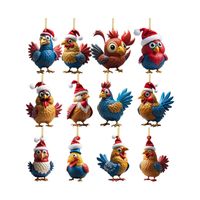 Christmas Creative Animal Chicken Rooster Series Pendant Christmas Tree Pendant Acrylic Hang Decorations main image 4