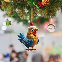 Christmas Creative Animal Chicken Rooster Series Pendant Christmas Tree Pendant Acrylic Hang Decorations main image 2