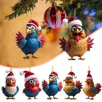 Christmas Creative Animal Chicken Rooster Series Pendant Christmas Tree Pendant Acrylic Hang Decorations main image 3