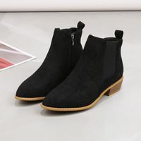 Women's Vintage Style Solid Color Point Toe Martin Boots sku image 1