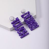 1 Piece Casual Modern Style Sports Letter Plastic Cloth Drop Earrings sku image 2