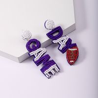 1 Piece Casual Modern Style Sports Letter Plastic Cloth Drop Earrings main image 4