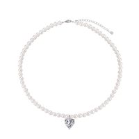Simple Style Heart Shape Sterling Silver Necklace In Bulk sku image 1