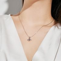 Simple Style Eye Sterling Silver Inlay Zircon Pendant Necklace main image 2