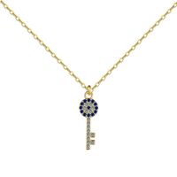 Simple Style Key Sterling Silver Inlay Zircon Pendant Necklace sku image 2