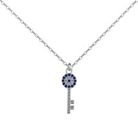 Simple Style Key Sterling Silver Inlay Zircon Pendant Necklace main image 2