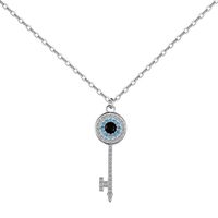 Simple Style Key Sterling Silver Inlay Zircon Pendant Necklace main image 4