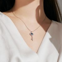 Simple Style Key Sterling Silver Inlay Zircon Pendant Necklace main image 5