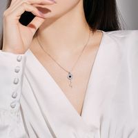 Simple Style Key Sterling Silver Inlay Zircon Pendant Necklace main image 1