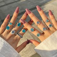 Elegant Retro Geometric Water Droplets Sterling Silver Plating Inlay Zircon Rings main image 3