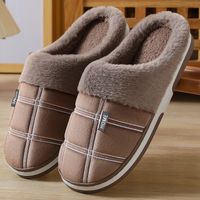 Men's Casual Plaid Round Toe Cotton Slippers main image 3