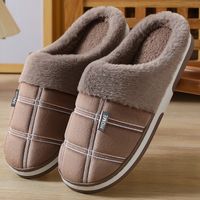 Men's Casual Plaid Round Toe Cotton Slippers sku image 11