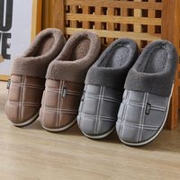 Men's Casual Plaid Round Toe Cotton Slippers main image 2