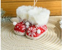 Christmas Casual Cute Snowflake Boots Plush Holiday Daily Hanging Ornaments sku image 1