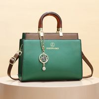Women's All Seasons Pu Leather Letter Color Block Vintage Style Preppy Style Vacation Ornament Sewing Thread Square Zipper Handbag sku image 4
