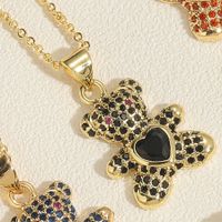 Casual Cute Bear Copper 14k Gold Plated Zircon Pendant Necklace In Bulk main image 6