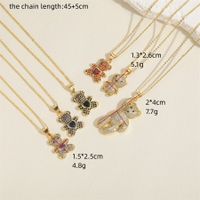 Casual Cute Bear Copper 14k Gold Plated Zircon Pendant Necklace In Bulk main image 7