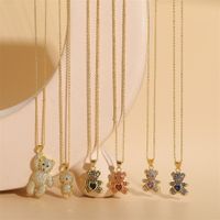 Casual Cute Bear Copper 14k Gold Plated Zircon Pendant Necklace In Bulk main image 4