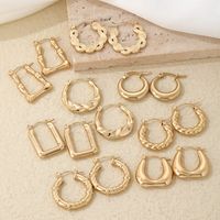 1 Pair Simple Style Round Rectangle Polishing Plating 304 Stainless Steel Earrings main image 8