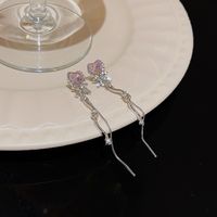 1 Pair Simple Style Bow Knot Inlay Alloy Zircon Drop Earrings main image 2