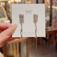 1 Pair Simple Style Bow Knot Inlay Alloy Zircon Drop Earrings main image 4